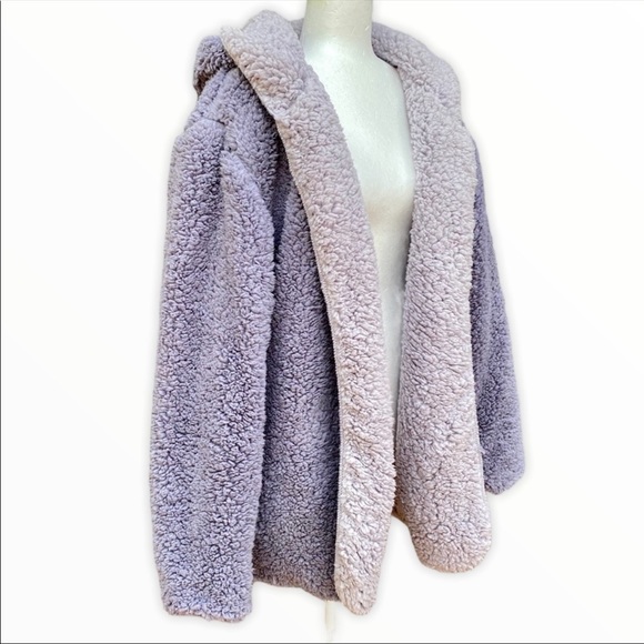 UO Reversible Fleece Hooded Purple Jacket - Picture 15 of 16